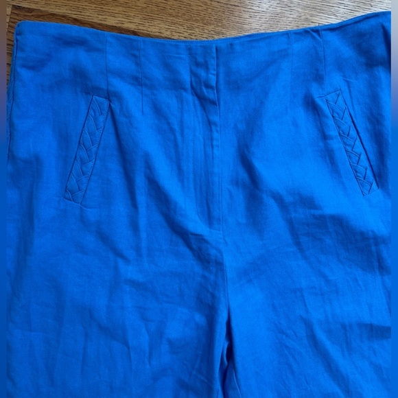 Jason Wu Women’s Linen Blend Vibrant Blue Wide-Leg Pants Braided Detail Size 12 - Picture 3 of 6